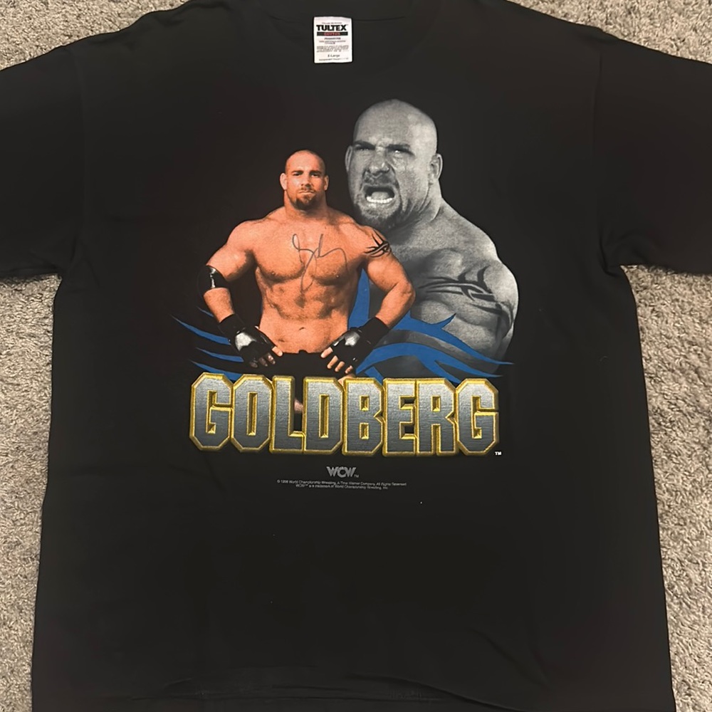 Vintage 1998 Goldberg Black T-Shirt Size XL WCW Autograph